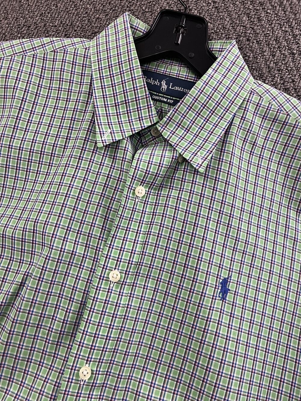 Ralph Lauren Mens Shirt Classic Fit Plaid Button Down Purple Green Yellow Large